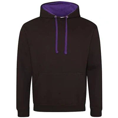 Image of AWDis Just Hoods Varsity Hoodie Unisex Jet Black/Purple XL