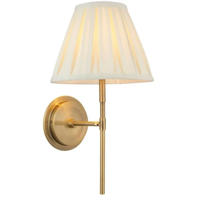 Image of Rennes &amp; Carla Wall Lamp with Shade Antique Brass Plate Cream Fabric