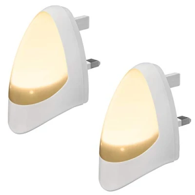 Image of 2 Pack LED Night Light Plug in Wall Automatic Dusk to Dawn Sensor Warm White Photocell Lamp Childrens Room Nurseries Hallway Staircase