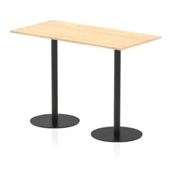 Image of Italia 1600 x 800mm Poseur Rectangular Table Maple Top 1145mm High Black Leg