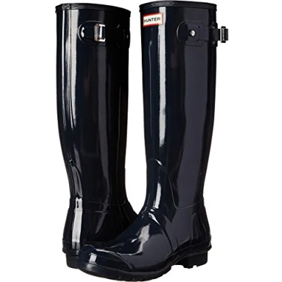 Image of Hunter Original Tall Gloss, Women&#039;s Wellington Boots, Blue (Navy), 4 UK (37 EU)