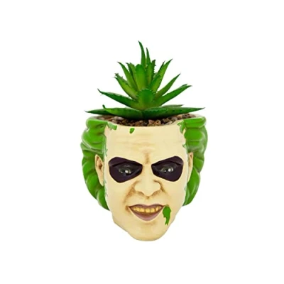 Image of Toynk Toys, LLC Beetlejuice Head 3 Inch Ceramic Mini Planter with Artificial Succulent