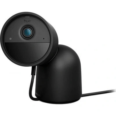 Image of Philips Hue Secure Wired Smart 1080p Security Camera Black Stand Included Indoor or Outdoor Easy to Install Two Way Communication Works with the Center in app