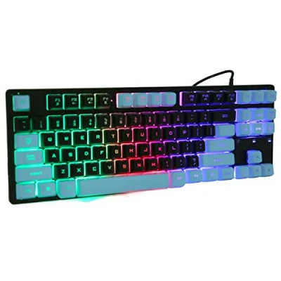 Image of ciciglow Gaming Keyboard, KB 10 Wired Keyboard 87 Keys Ergonomic Three Color Backlit USB Desktop Notebook Computers Accessories(dark blue)