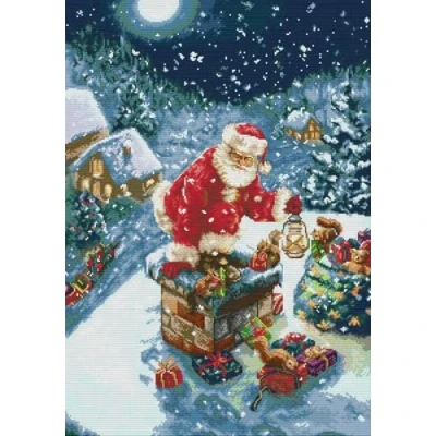 Image of Awesocrafts Cross Stitch Stamped Kits Santa Claus Easy Patterns Stitching Embroidery Needlework Kit Supplies 14CT 2 Strands