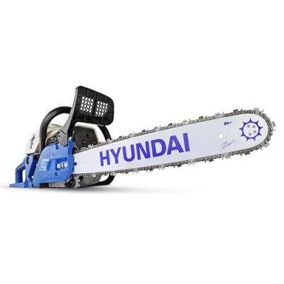 Image of Hyundai 62cc 20 Petrol Chainsaw, 2 Stroke Easy Start with 3 Year Warranty, Blue