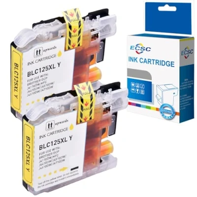 Image of ECSC Compatible Ink Cartridge Replacement for Brother DCP J4110DW MFC J4410DW J4510DW J4610DW J4710DW J6520DW J6720DW J6920DW LC 125 (Yellow, 2 Pack)