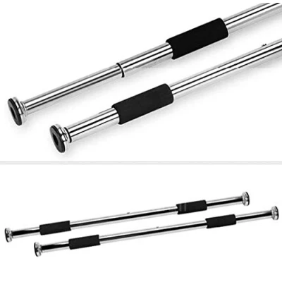 Image of HomeZone Chrome Finish Door Gym Adjustable Pull Up Bar Doorway Workout Equipment Strong and Durable Home Abs Upper Body Fitness for Strength Training Arms Chin