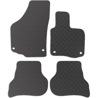 Image of Carsio Rubber Car Mats For VW Golf Plus 2004 2007 Tailored Fit Floor Mat Set Complete Accessory Black Custom Fitted All Weather &amp; Heavy Duty, Anti Slip Backing with Clips