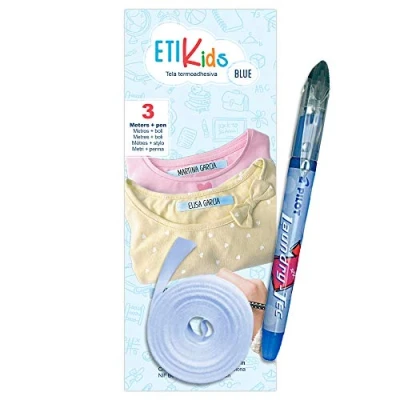 Image of Haberdashery Online Fabric Ribbon 3m x 1cm Blue Roll &amp; Pilot Laundry Tec Clothes Marker, Color: