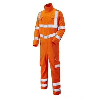 Image of Leo Workwear Molland CV01 Polycotton Water &amp; Stain Repellent Finish Hi Viz Coverall, 6XL, Orange