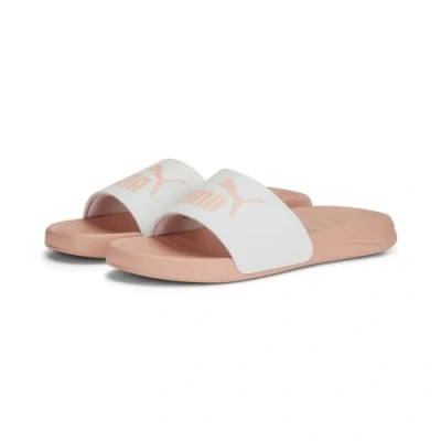 Image of PUMA Men&#039;s Popcat 20 Slide Sandal, White Apricot Blush, 11 UK