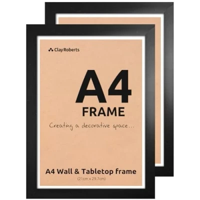 Image of A4 Frame, Photo Black A4, Pack of 2, Picture Certificate Art Print Poster 21cm x 29.7cm Frames, Frame Frames