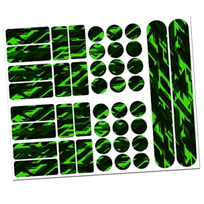 Image of Finest Folia 34 Piece Bicycle Frame Protective Film Sticker MTB BMX Chain Paint Protection (11 Future Neon Green)