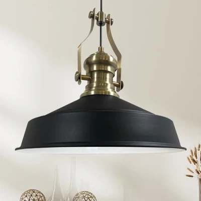 Image of bamyum Neo Asletl Pendant Light Vintage Metal 41 cm, Lamp Shades Ceiling, Kitchen Lights Ceiling E27, Industrial Fitting for Living Room Black White