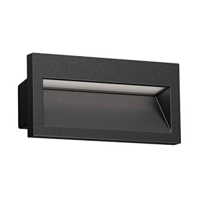 Image of ledscom.de LED recessed Wall Light NOLA, Downlight for Outdoors, IP54, Black matt, 140 x 70mm, Warm White, Balcony, Driveway, carport, Stair Light, lamp, Outdoor DOWNUNDER