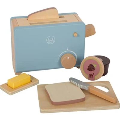 Image of small foot Toaster Set &quot;tasty&quot;, role play toy for kids aged 3+ years, made of wood, kitchen accessory, Prod. 12246