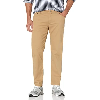 Image of Amazon Essentials Men&#039;s Relaxed Fit 5 Pocket Stretch Twill Trousers, Dark Khaki Brown, 31W / 30L