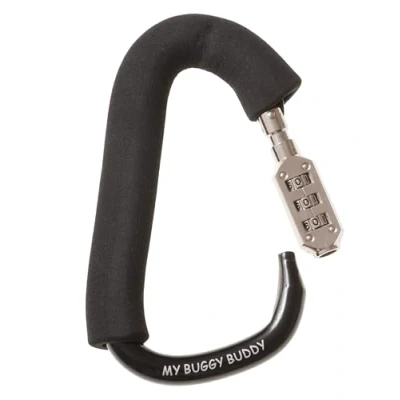 Image of My Buggy Buddy 2 in 1 Pram Lock + Bag Clip, Keep Pram/ Stroller/ Pushchair Safe and Secure, 3 Digit Combination Bike/ Wheelchair Lock, Black