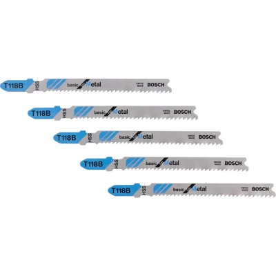 Image of Bosch Professional 2608631014 Basic Metal Jigsaw Blade, 1 Lug, Pack of 5
