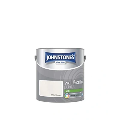 Image of Johnstone&#039;s Wall &amp; Ceiling Paint White Whisper Silk Finish Emulsion Fantastic Coverage Easy to Apply Dry in 1 2 Hours 12m2 per Litre 2.5L