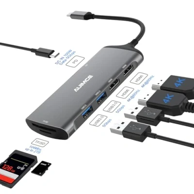 Image of USB C Docking Station Dual Monitor, Laptop with 2 HDMI 4K@60Hz Triple Display Dock for HP Dell Thinkpad thunderbolt Laptops