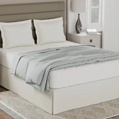 Image of LUX Tailored Bed Skirt Classic 14&quot; Drop Length Pleated Styling, California KING, Ivory