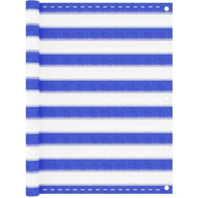 Image of vidaXL Balcony Screen Blue and White 90x400 cm HDPE