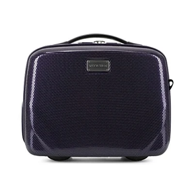 Image of WITTCHEN PC Ultra Light Cosmetic Bag case Toiletry Polycarbonate Beauty Top Handle Adjustable Detachable Shoulder Strap Size XS Dark Blue