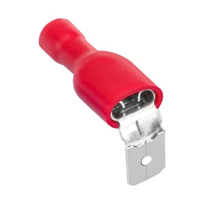 Image of Heschen piggyback spade crimp terminal connector 0.5 6.0mm² (22 10 awg) red 100 pcs