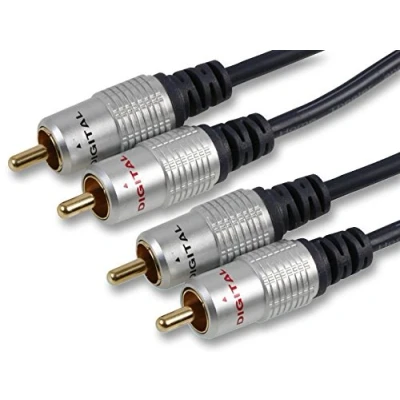 Image of PRO SIGNAL PSG00794 2m Black 2x Phono (RCA) Plugs to HQ Lead
