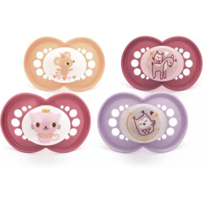 Image of MAM Original Day &amp; Night 6 18m, 4 Pack Blister Pink