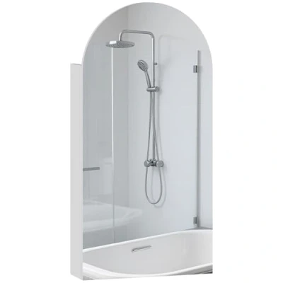Image of HOMCOM Bathroom Mirror Cabinet with Adjustable Glass Shelves, White