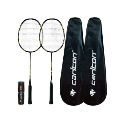 Image of Carlton Nanoblade Pro Carbon Badminton Racket inc Protective Cover (Single, Bundle &amp; Double Set Available) (2 x Rackets, Covers Shuttles)