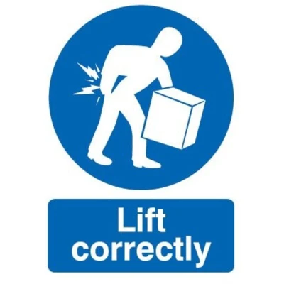 Image of Sitesafe Lift Correctly Rigid PVC Sign 210 x 297mm