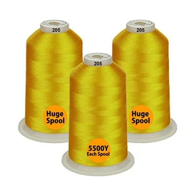 Image of Simthread All Purpose Polyester Embroidery Machine Thread Huge Spool 5000M 5500Y for Sewing Machines 3 Yellow