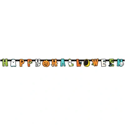 Image of Amscan 9907451 Halloween Friends Party Letter Banner Decoration 1.92 m