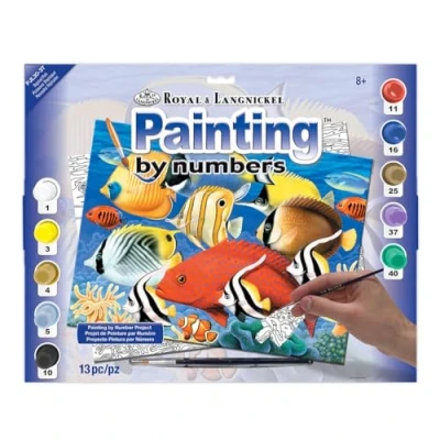 Image of Royal &amp; Langnickel 11 x 15 inch Tropical Fish Pre Printed Paint by Number Painting Set