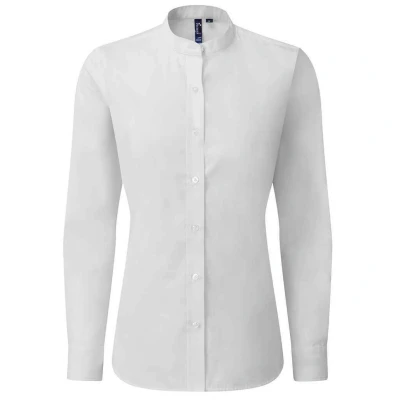 Image of Premier Womens/Ladies Stretch Fit Poplin Long Sleeve Blouse (White) Size 2XL