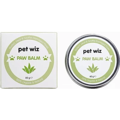 Image of pet wiz Paw &amp; Nose Balm for Dogs Cats Organic Natural Ingredients and Coconut Oil, Shea Butter, Vitamin E Aloe (60g ℮)