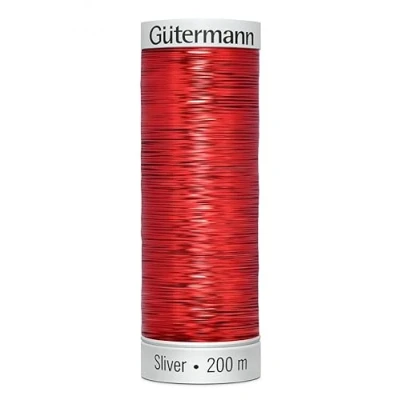 Image of Gutermann Sulky Sliver Embroidery Thread 200m 8014 Red Each