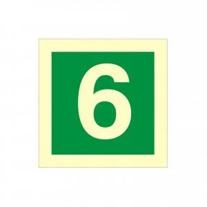 Image of Glow in The Dark Number 6 Sign 100mm x Rigid Plastic