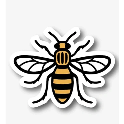 Image of British UK Union Jack Sew On Iron Fabric Patch Embroidered Badge (Manchester Bee)