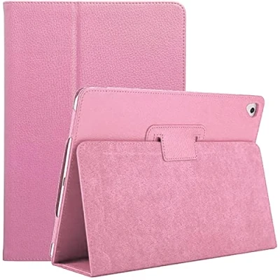 Image of Leather Flip Stand Folio Case Plain Cover for Apple iPad Air 2nd Generation A1566 A1567 (Pink)