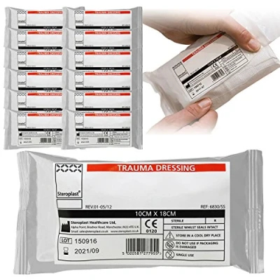 Image of Steroplast Trauma Dressing Military Pack, 12x 10cm x 15cm FFD Field Dressings
