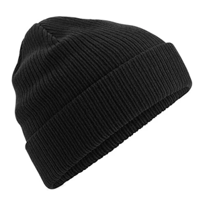 Image of Beechfield B50N Organic Cotton Beanie Eco Friendly, Unisex Hat Black