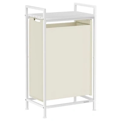 Image of VASAGLE Laundry Basket, Hamper, Pull Out and Removable Bag, Sorter, Shelf, Metal Frame, 47 L, 42 x 28 75 cm, Cream White Cloud BLH001W01