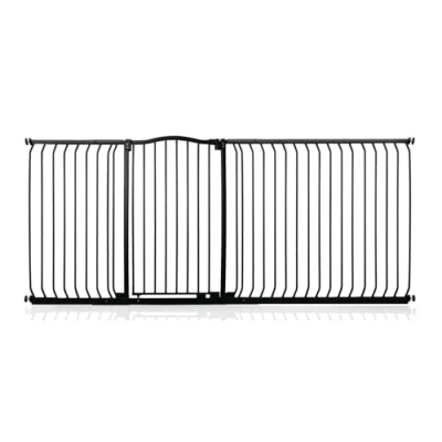 Image of Bettacare Extra Tall Curved Top Dog Gate, 216cm 225cm, Matt Black, 100cm in Height, Pressure Fit Pet Gate for and Puppy, Barrier, Easy Installation