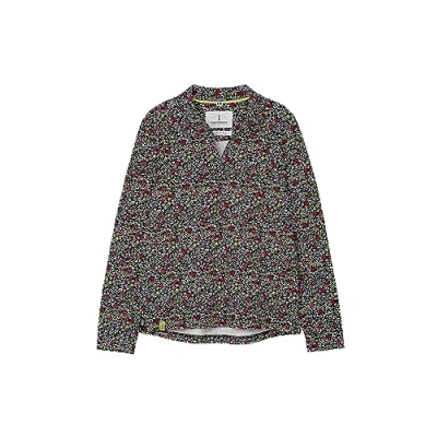 Image of LightHouse Women&#039;s Maya Cotton Stretch Shirt Ladies Button Through Blouse with V Neck Red Apple Floral 16