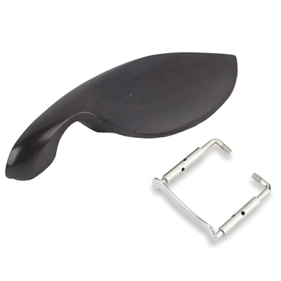 Image of Violin Chin Rest, Ebony Wood Rest Bracket with Clamp for 4/4 Music Instrument Accessory